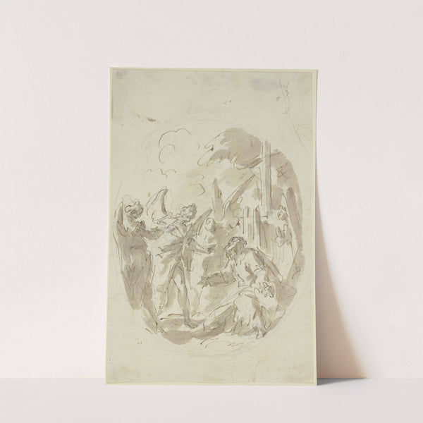 Abraham empfängt die drei Engel by Gaspare Diziani