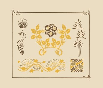 Abstract design based on flowers and thorns.