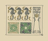 Abstract design based on seahorses, fish, lizards, tiny leaves. (1900)