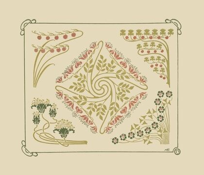 Abstract design based on small leaf shapes. (1900)