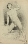 Academic Male Nude Leaning on Platform