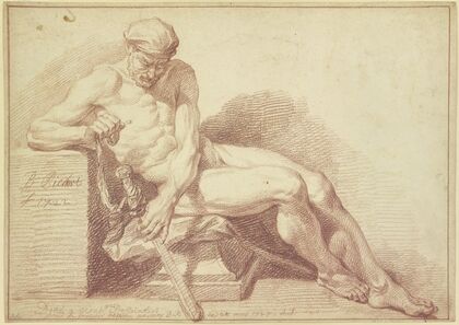 Academy study; Seated nude with a sword