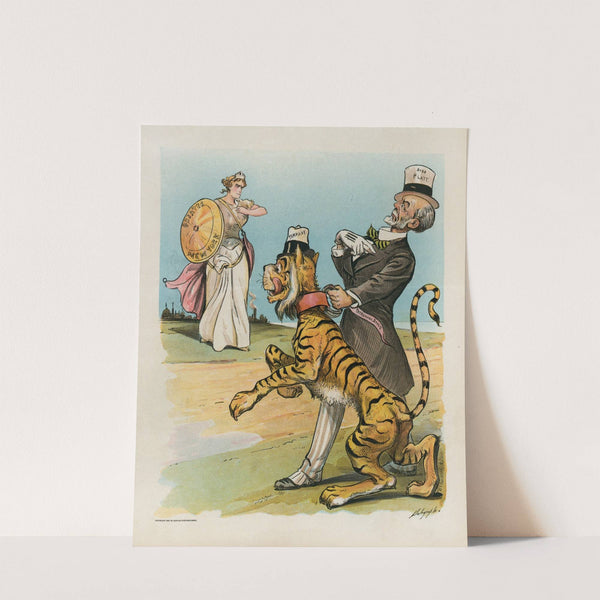 Accept me, or I&#039;ll let loose the tiger!!! by Louis Dalrymple