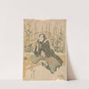 Actor on Bench (flowers and bamboo in background) by Toyokuni Utagawa