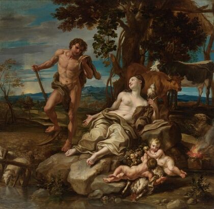 Adam And Eve With The Infants Cain And Abel