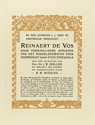 Advertentie voor Reinaert de Vos