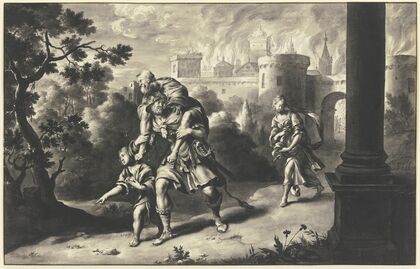 Aeneas rettet Anchises aus dem brennenden Troja