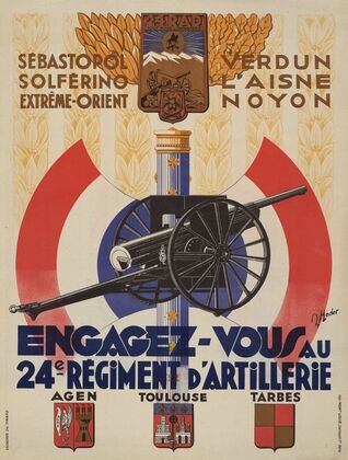 Affiche De Recrutement De L’armée De Vichy – 24e Régiment D’artillerie (1940-1942)