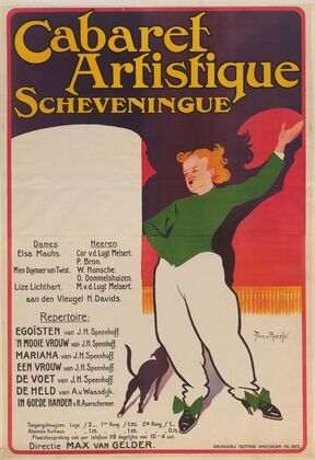 Affiche voor opvoeringen bij het Cabaret Artistique te Scheveningen, onder directie van Max van Gelder