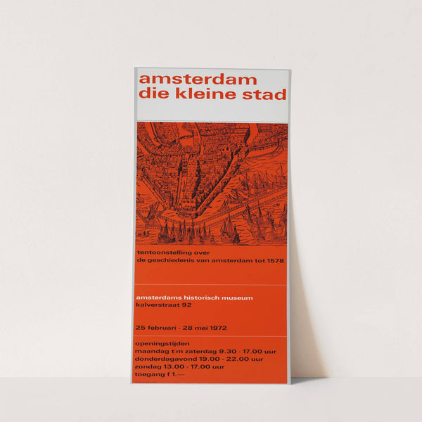 affiche voor tentoonstelling Amsterdam die kleine stad (1972) by Jolijn van de Wouw