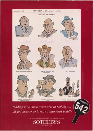 Affiche waarin Sotheby’s reclame maakt voor het bieden per nummer (c. 1990)