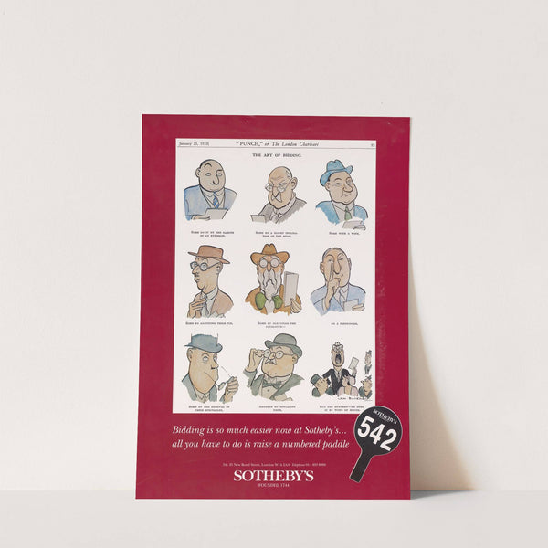 Affiche waarin Sotheby&#039;s reclame maakt voor het bieden per nummer by Anonymous