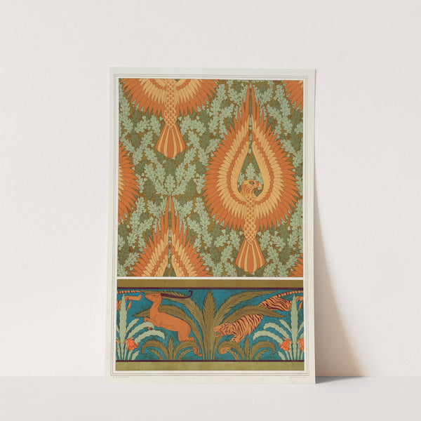 Aigles et chêne, papier peint. Antilopes, tigres, cactus et palmiers, bordure. by Maurice Pillard Verneuil