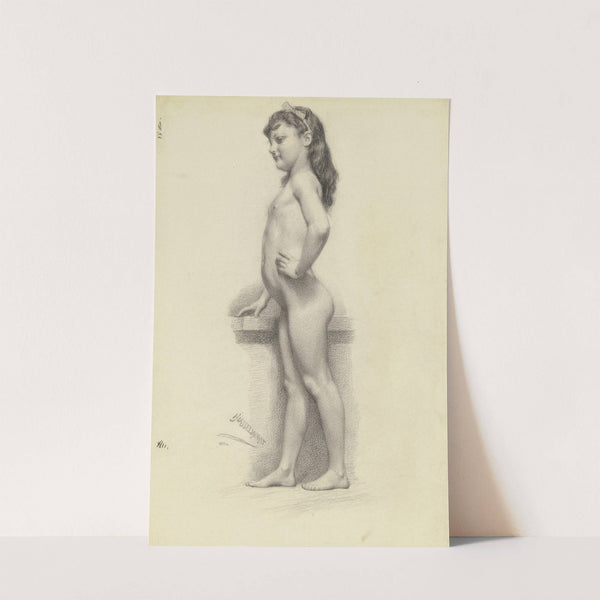 Akt nach einem kleinen Mädchen in ganzer Figur nach links by Johann Heinrich Hasselhorst