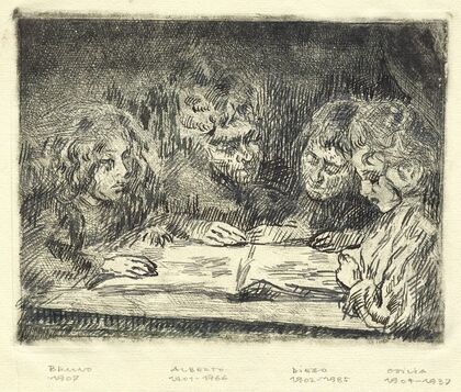 Alberto, Diego, Ottilia und Bruno beim Lesen