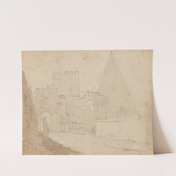Album with Views of Rome and Surroundings, Landscape Studies, page 08a: &quot;Porta St. Paolo&quot; by Franz Johann Heinrich Nadorp