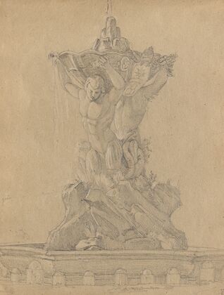 Album with Views of Rome and Surroundings, Landscape Studies, page 21a: Roman Fountian