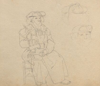 Album with Views of Rome and Surroundings, Landscape Studies, page 38b: Figure Study
