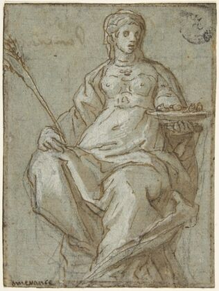 Allegorical Female Figure Holding a Branch and a Dish