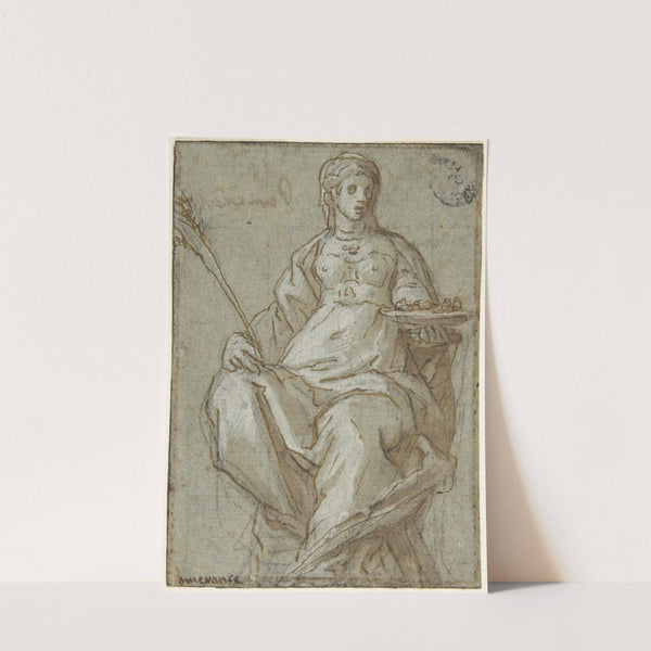 Allegorical Female Figure Holding a Branch and a Dish by Lazzaro Tavarone