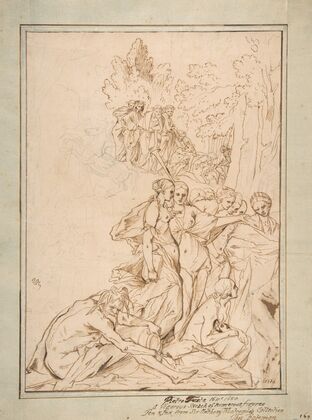 Allegorical Figures on Mount Parnassus; Study for the etching Triumph of Painting