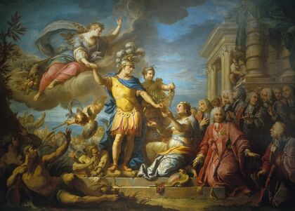 AllÃ©gorie en l’honneur de la publication de la paix d’Aix-la-Chapelle, le 13 fÃ©vrier 1749