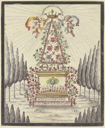 Allegorische Darstellung, Pyramide mit einem Altar