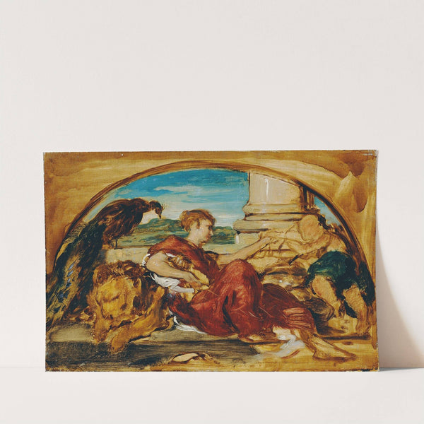 Allegorische Figur mit Löwe und Pfau by Hans Canon