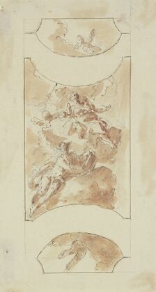 Allegorische Figurengruppe mit Putten auf Wolken