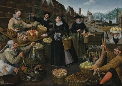 Allegory of Autumn; A fruit and vegetable stall above the Weinmarkt in Frankfurt