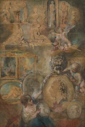 Allegory of Louis XV as Patron of the Arts with Paintings and Sculpture from the Salon of 1769