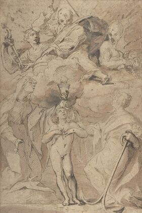 Allegory of Religion; God the Father above, Faith, Hope, and Charity below