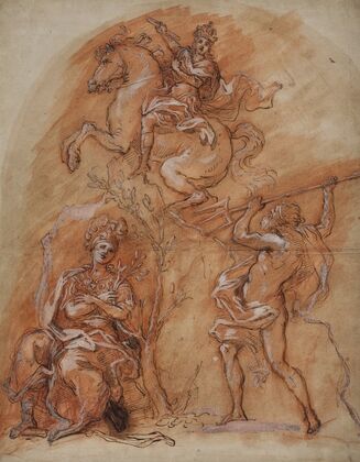 Allegory with an equestrian monument, Minerva and Neptune (1653 – 1713)