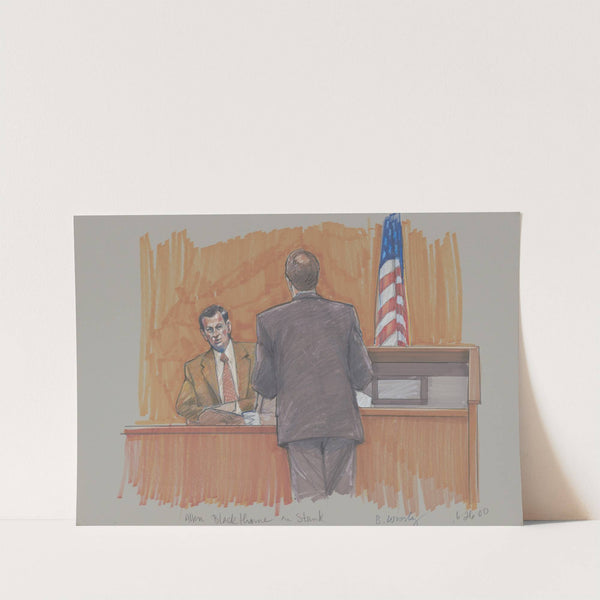 Allen Blackthorne on the stand during his trial for conspiracy in the homicide of his wife by Brigitte Woosley