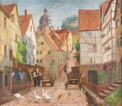 Alley in historic Marburg town