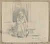 Alte Frau auf der Haustreppe