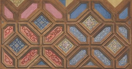 Alternate designs for the decoration of a coffered ceiling (1840–97)