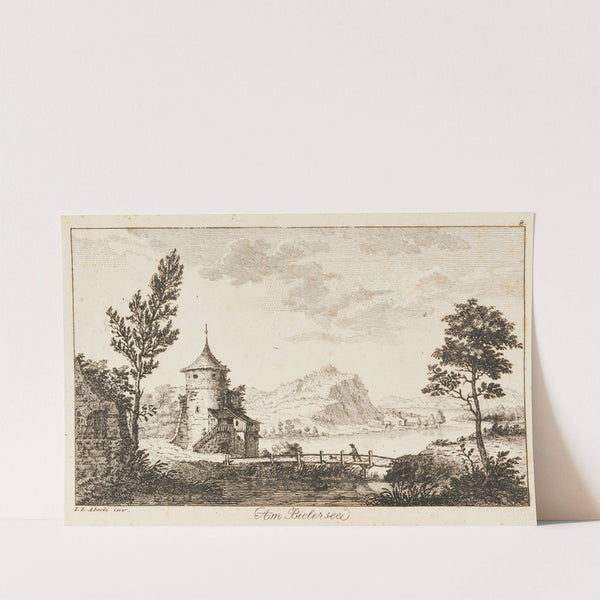 Am Bielersee [Landschaft mit Turm] by Johann Ludwig Aberli