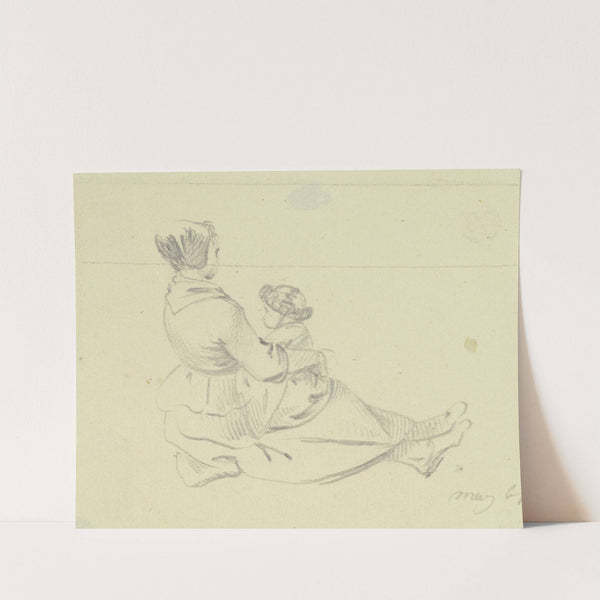 Am Boden sitzendes Mädchen mit einem Kind auf dem Schoß. (1761) by Daniel Nikolaus Chodowiecki