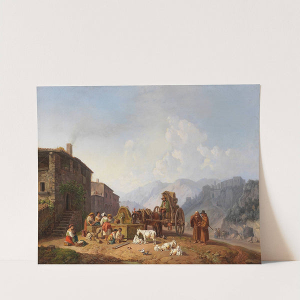 Am Dorfbrunnen in den italienischen Bergen by Heinrich Bürkel