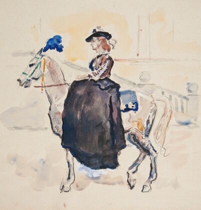 Amazonka na koniu w stroju historycznym