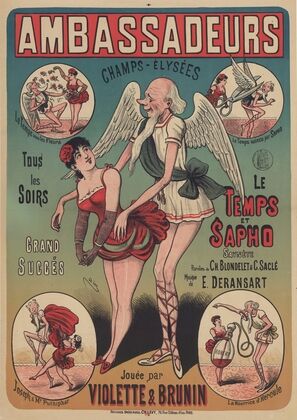 Ambassadeurs, Champs-Élysées… Le Temps et Sapho, saynète. Paroles de Ch. Blondelet & C. Saclé, musique de E. Deransart. Tous les soirs (1885)