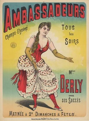 Ambassadeurs, Champs-Élysées. Tous les soirs. Melle Derly dans ses succès (1888)