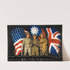 American, Chinese and British soldiers with flags of their countries by Anonymous