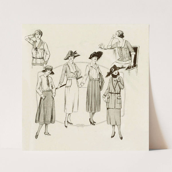 Among the tailored fashions one see variations as a circular skirt, mannish over-blouse and a certain degree of softness (1921)