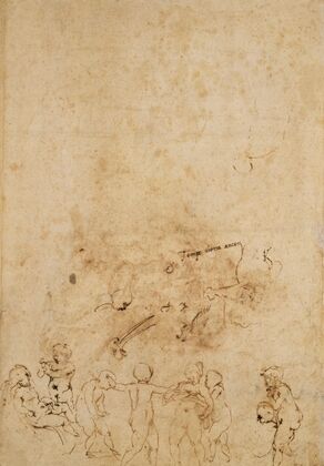 Amorous Putti at Play; Head of a Bird