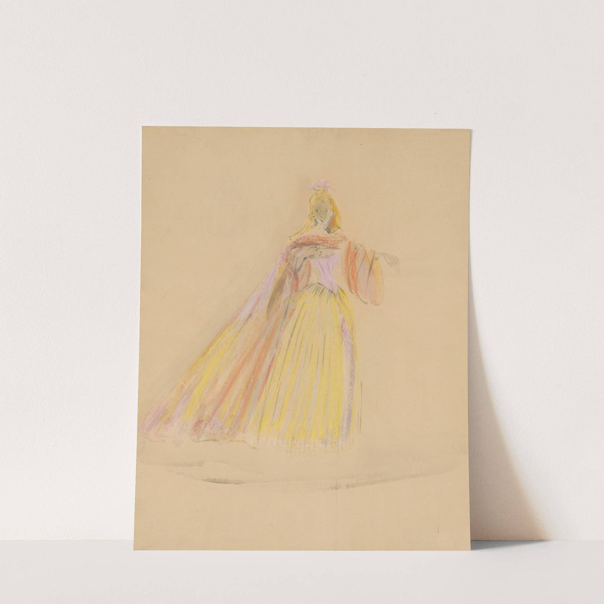 Amphitryon – maquette de costume – robe jaune, cape rouge (1947) by Christian Bérard