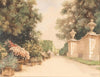 An alley in the Grand Parterre, flower pots and part of a wall in Schönbrunn park