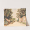 An alley in the Grand Parterre, flower pots and part of a wall in Schönbrunn park by Friedrich Frank