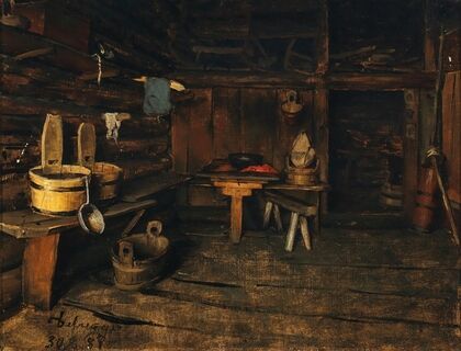An Alpine Hut Interior (1887)